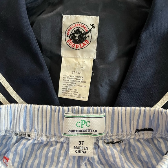 Boys Sailor Suit with sailboat seersucker pants 3T - Picture 3 of 4